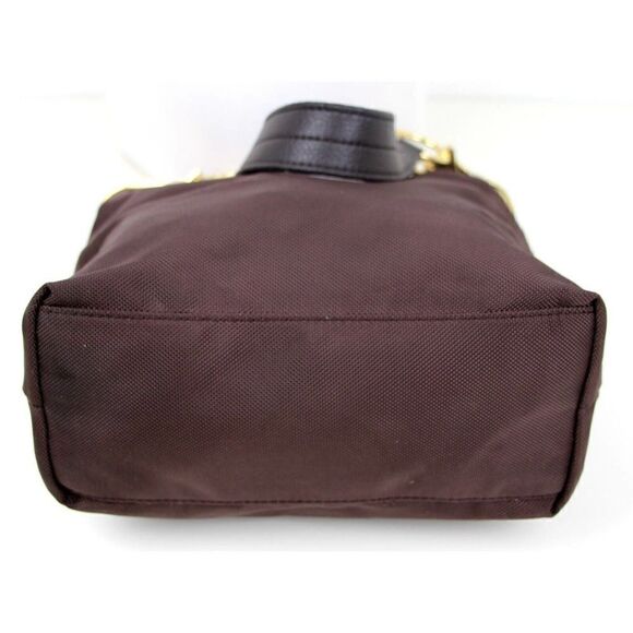 JPK PARIS 75 BROWN NYLON BROWN GENUINE LEATHER STRAP SHOULDER BAG HANDBAG PURSE - Picture 6 of 12